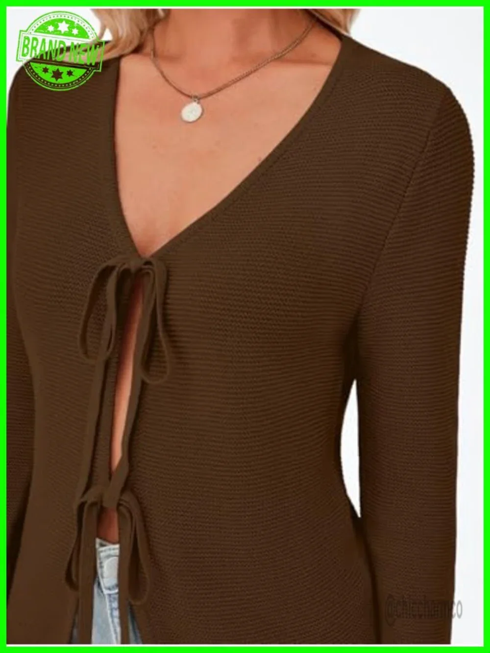 Tie Front Vest Sweater - Crochet Knit Fabric, Y2K Cute for Casual Layering